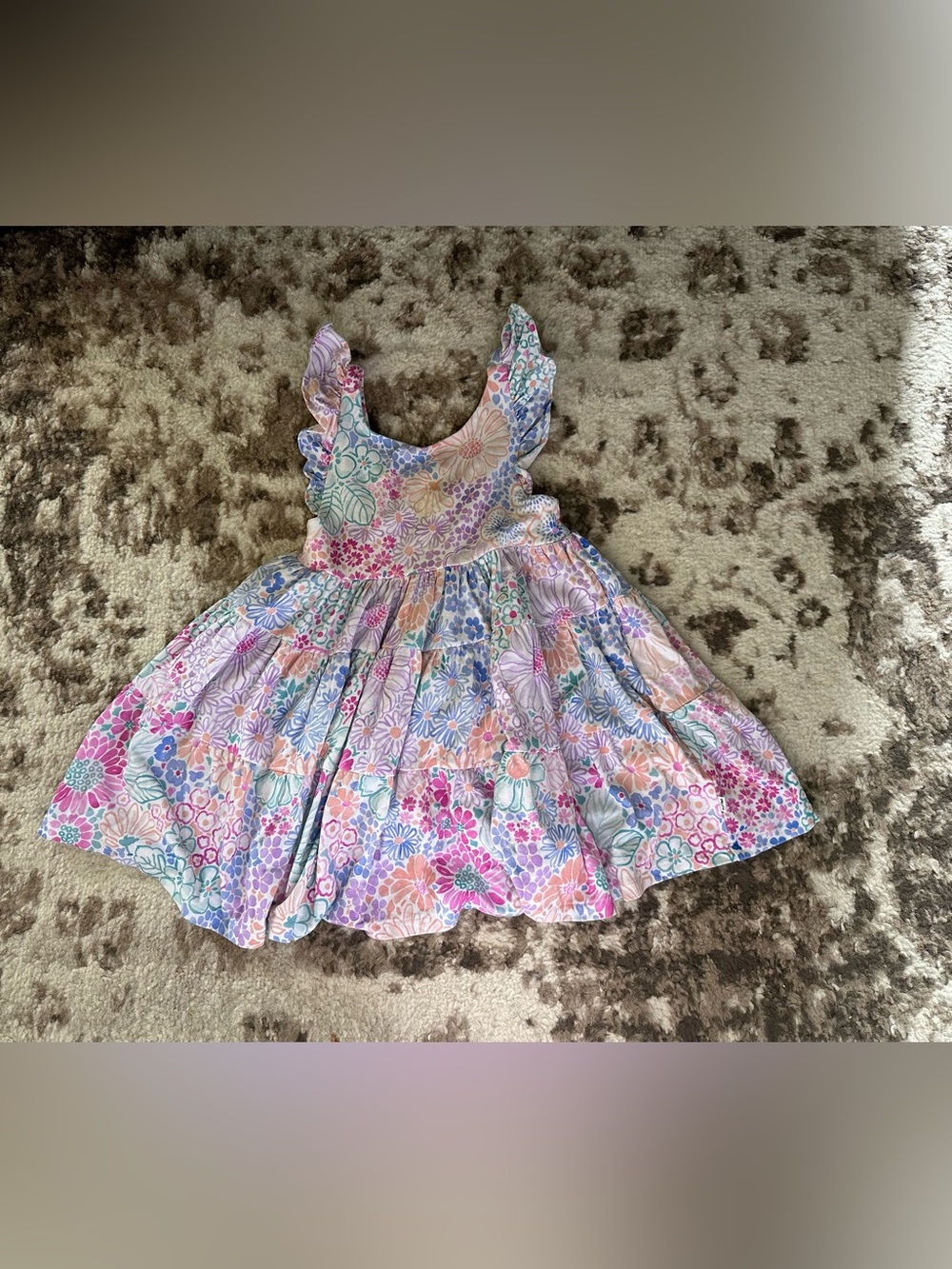 Little Sleepies Pastel Floral Ruffle Sundress - Pink, Lavender, Blue